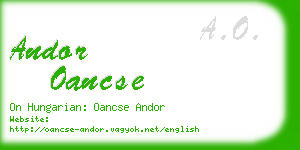 andor oancse business card